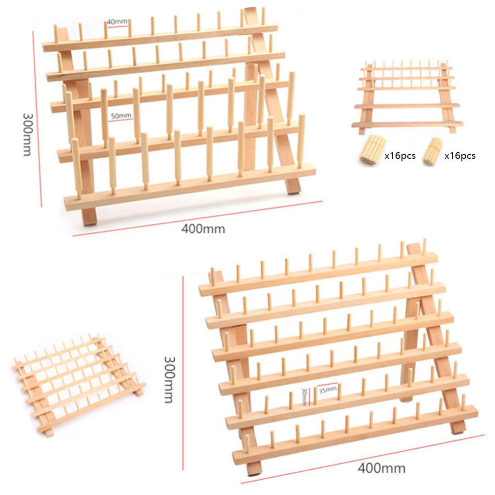Estante De рошка De Madera De 60 Ejes Carrete Organizador де Costura Хило De Madera из Sastre Estante De Wood де Almacenamiento