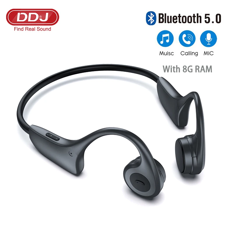 DDJ H10 Bone Conduction Headphones Bluetooth Wireless Headset MP3 Player Built In 8G Memory Waterproof Sports Earphones With Mic |