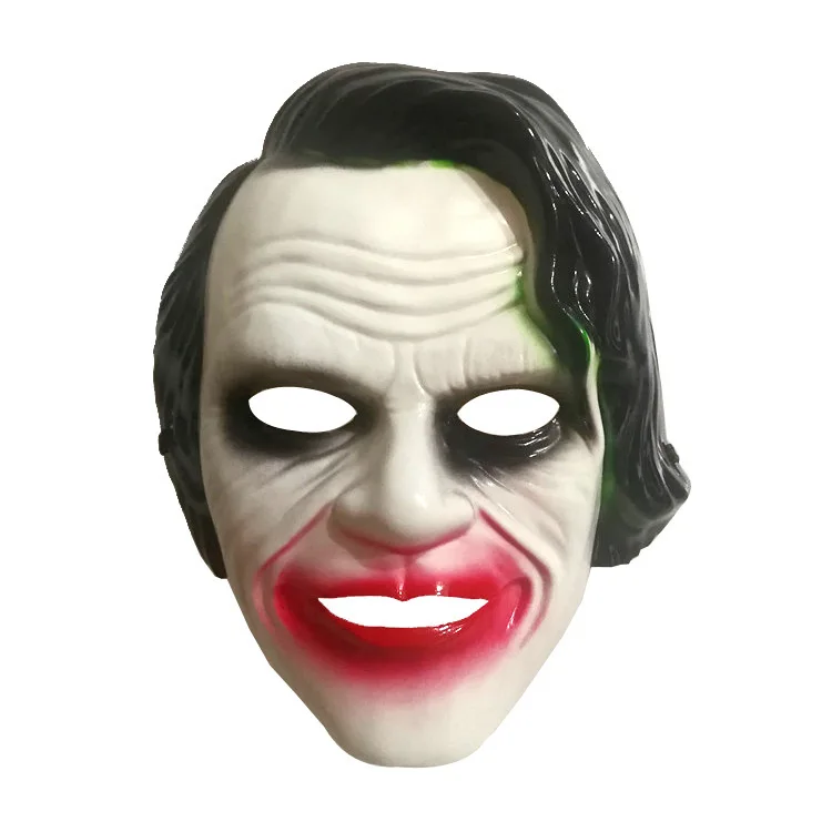 

Joker Mask Movie Batman The Dark Knight Cosplay Horror Scary Clown Mask with Green Hair Wig Halloween Latex Mask Party Costume