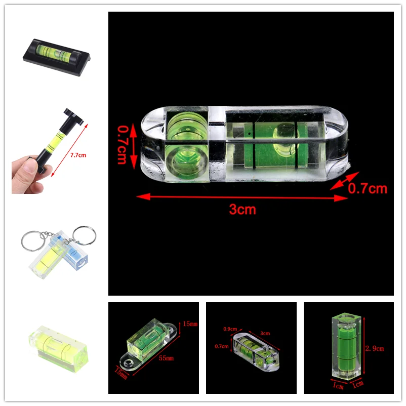 1pc Or 2pcs Portable Mini Spirit Level Measurement Instrument T-type Round Square Spirit Level Bubble Level 9 Styles