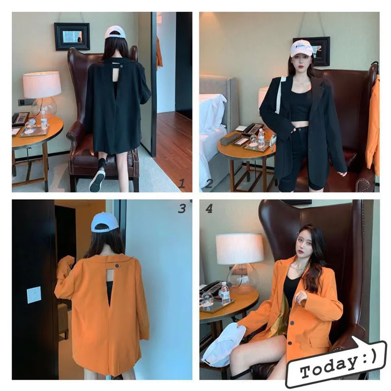 

Hong Kong Flavor Loose Casual BF Hollow out Suit Coat Women's Autumn 2019 New Style Young-Style Long Sleeve Slimming Small Suit