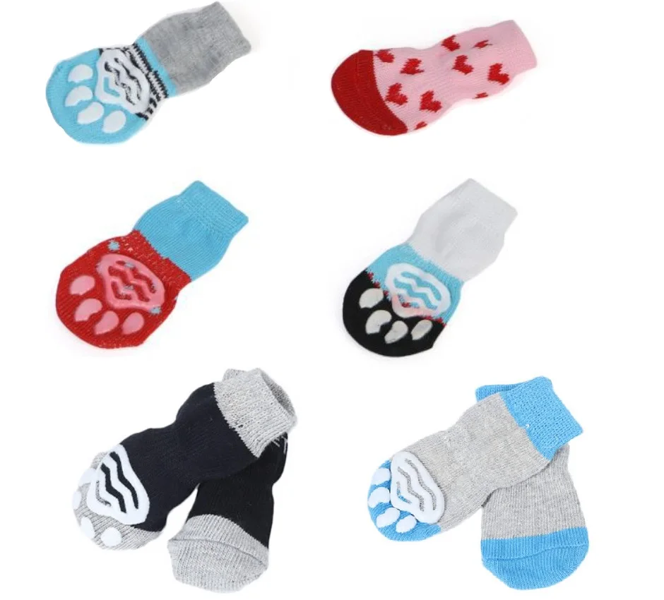 4pcs Pet Dog Puppy Cat Shoes Slippers Nonslip Socks Pet Cute Indoor