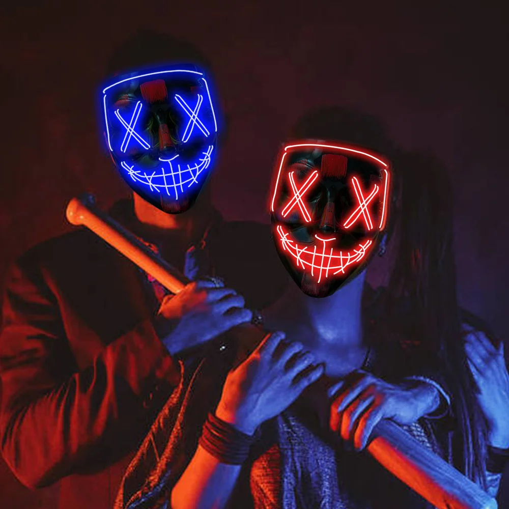 Маска для Хэллоуина маскарадные маски светодиодная маска неоновая ярсветильник