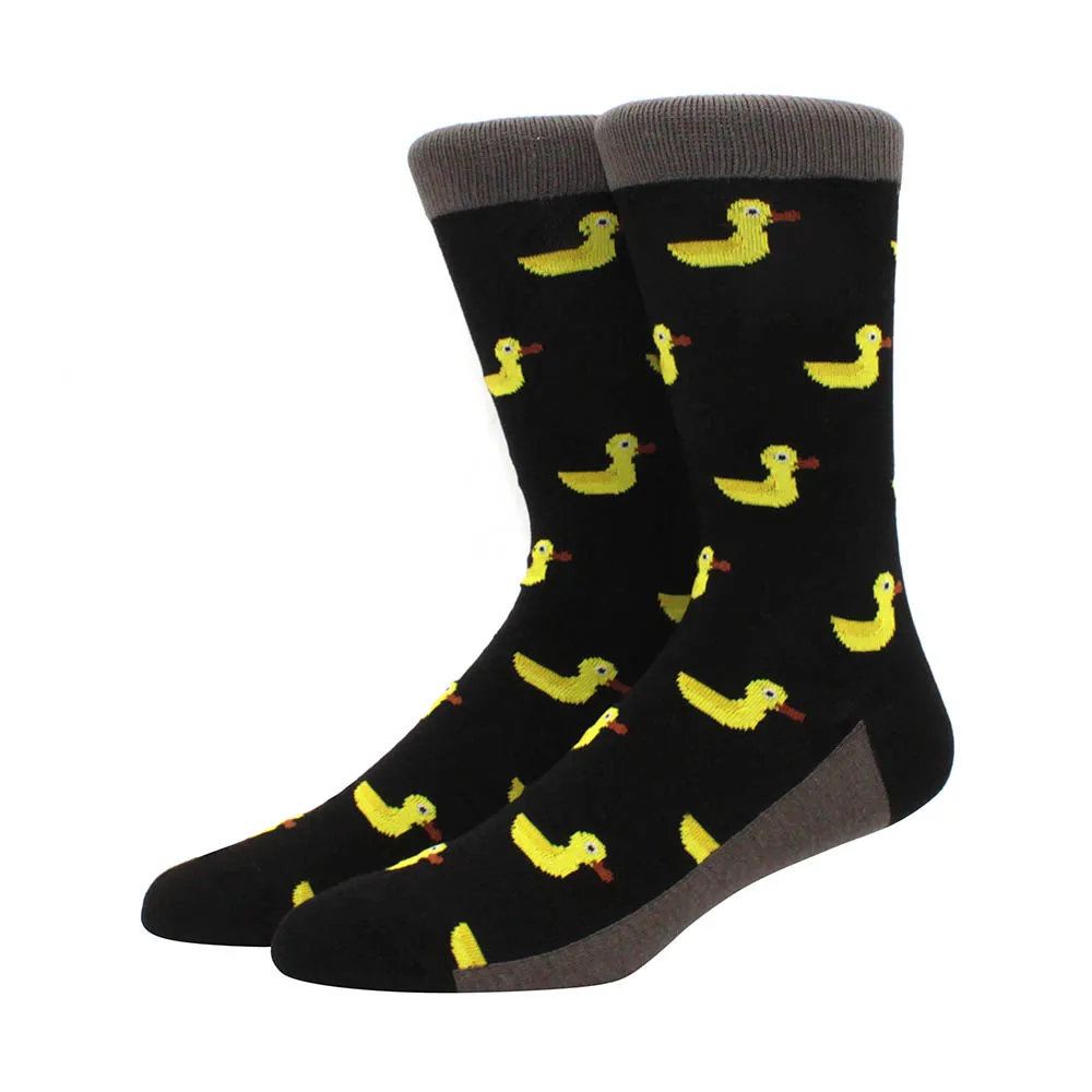 Vibrant Hiphop Cotton Men's Socks - Harajuku Fun Animal Design