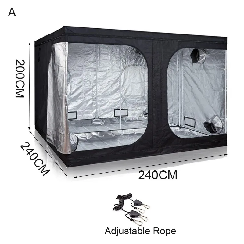 BEYLSION 240*240*200 см коробка для выращивания растений, тент для растений, лампа для выращивания растений, запчасти для растений, палатка для внутреннего гидропоника, шатер для выращивания+ Храповые вешалки 1680D - Испускаемый цвет: A Without Glasses