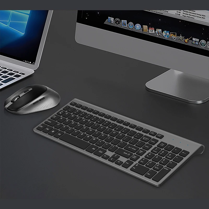 Беспроводная клавиатура и мышь, 2,4 гигагерц стабильное соединение, портативная Бесшумная клавиатура мышь черная Офисная Клавиатура
