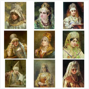

Diamond Mosaic"Russian beauty"Full square DIY Diamond Embroidery Cross Stitch Rhinestone Handicraft 5D diamond painting Wall Art