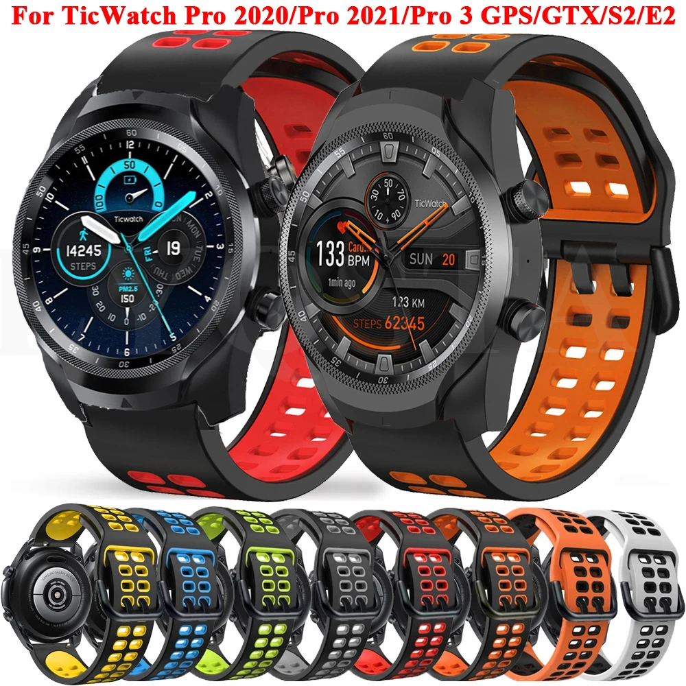  Ticwatch Pro 3 Ultra GPS/Pro 3 GPS/Pro 4G/ S2/E2 Original Watch  Band Pro 22mm width silicone watch band, Pro 3 GPS/Ultra GPS replacement  band (Black) : Electronics