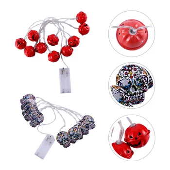 

2pcs Halloween String Lamp Iron Art Light Halloween Party Decor White Orange