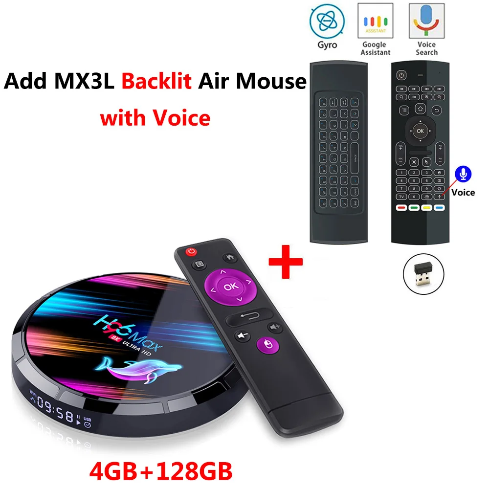 H96 MAX X3 Amlogic S905X3 Smart Android 9,0 ТВ-приставка 4 Гб ОЗУ 32 Гб 64 Гб 128 Гб ПЗУ 1000M 2,4G 5G wifi Bluetooth 8K 4K HD телеприставка - Цвет: 4GB128GB add MX3Lmic
