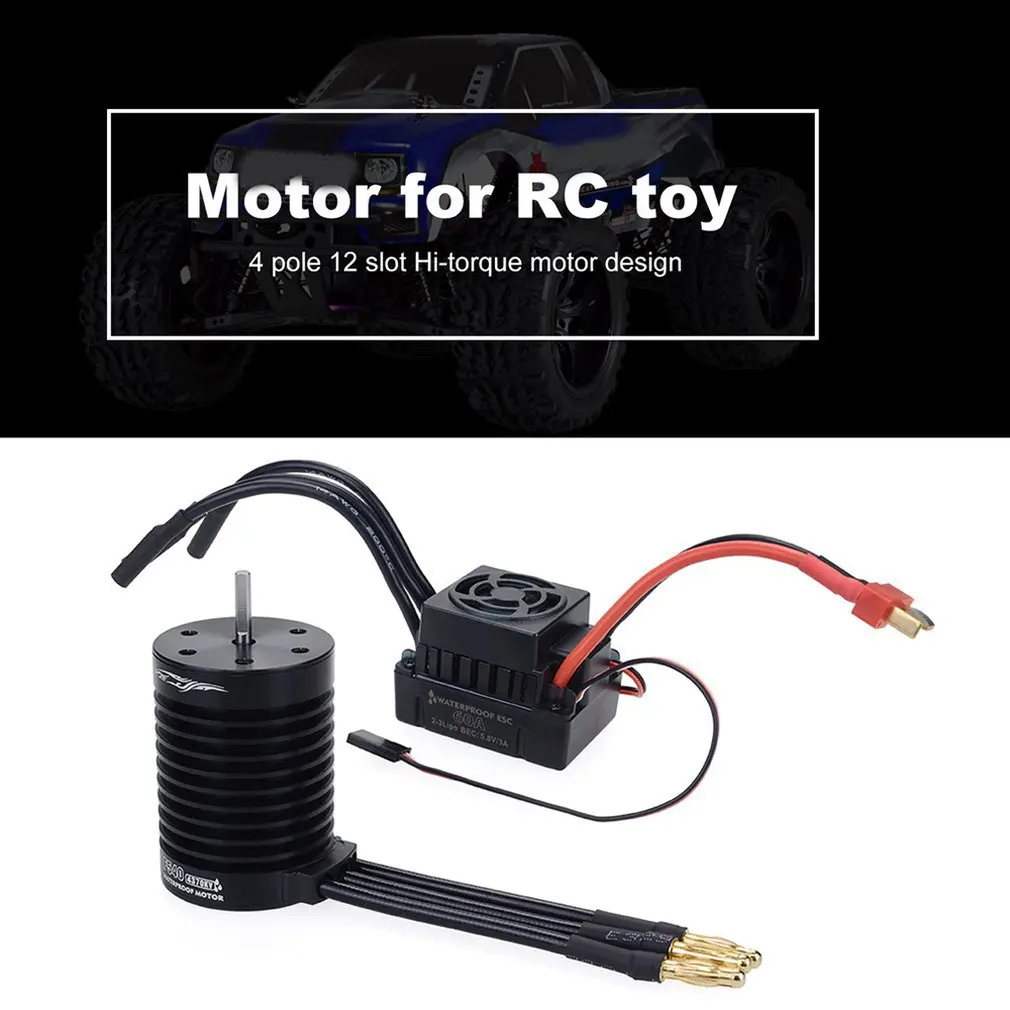 

Waterproof RC F540 Brushless Motor & 60A ESC Combo for 1:10 1:8 RC Car RC Boat Part RC Parts For RC Truck Buggy RC Crawler Car