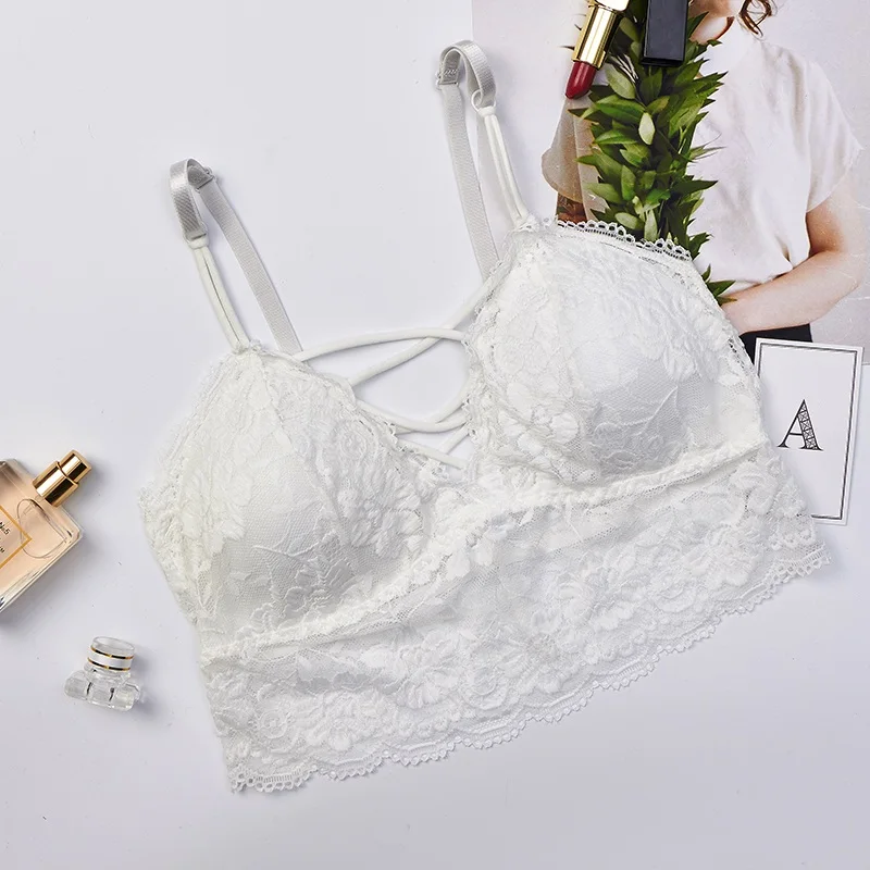 Hot Sale Women Sexy Bra Lace Floral Underwear Padded Bralette Femme Front Cross None Closure Intimates Lady Bras Hot Sale Women Sexy Bra Lace Floral Underwear Padded Bralette Femme Front Cross None Closure Intimates Lady Bras