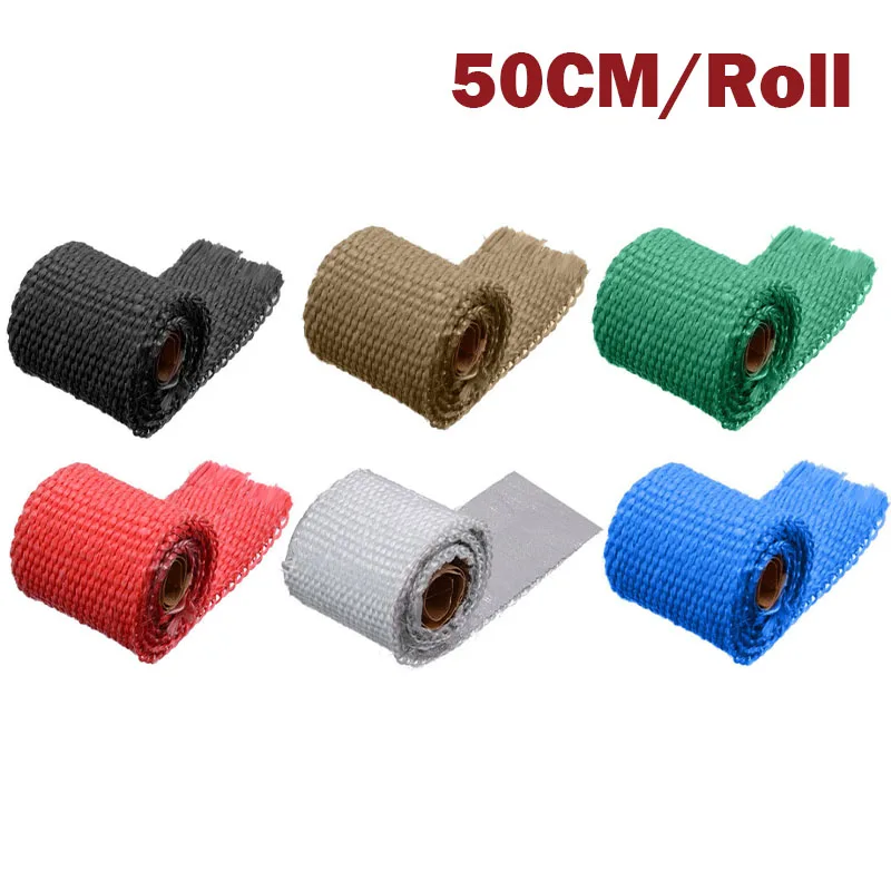 

50CM Car Motorcycle Exhaust Wrap Pipe Header Heat Wrap Tur-bo Mainfold Heat Exhaust Thermal Wrap Tape
