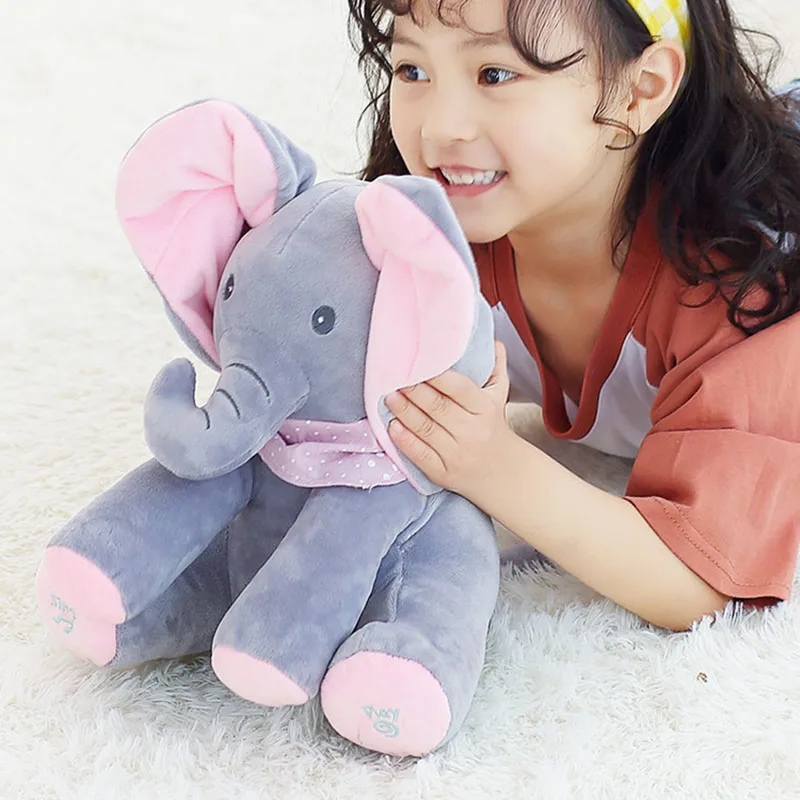 

Peek-a-Boo Elephant Can Sing Ear Move Plush Doll Electric Doll Music Shy Baby Elephant