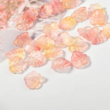 

Antique Gradient Small Maple Leaf Glass Crystal Leaves DIY Handmade Ear Stud Hairpin Hairpin Ornament Accessories 10pcs