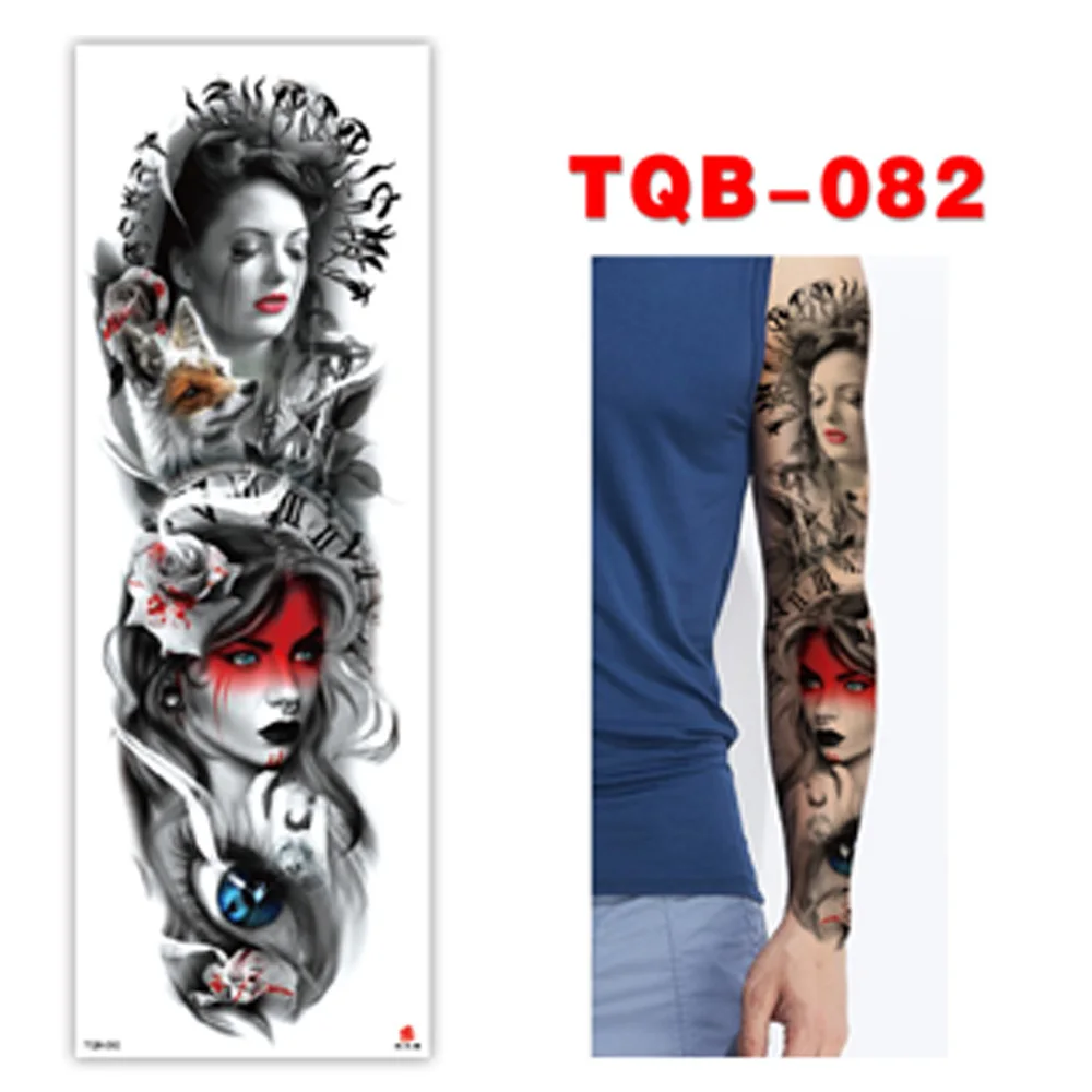 

10pcs/lot Army Warrior Soldier Black Temporary Tattoo Stickers For Men Full Body Art Arm Sleeve Tattoo 48*17CM Large Waterproof