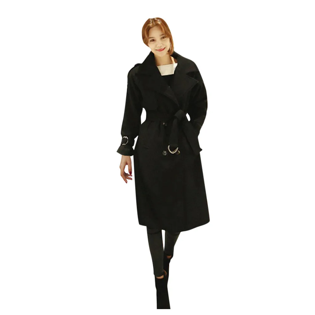 Модное зимнее женское пальто с квадратным воротником, прямое шерстяное Женское пальто средней длины на коленях, Тренч с отложным воротником, пальто Manteau Femme