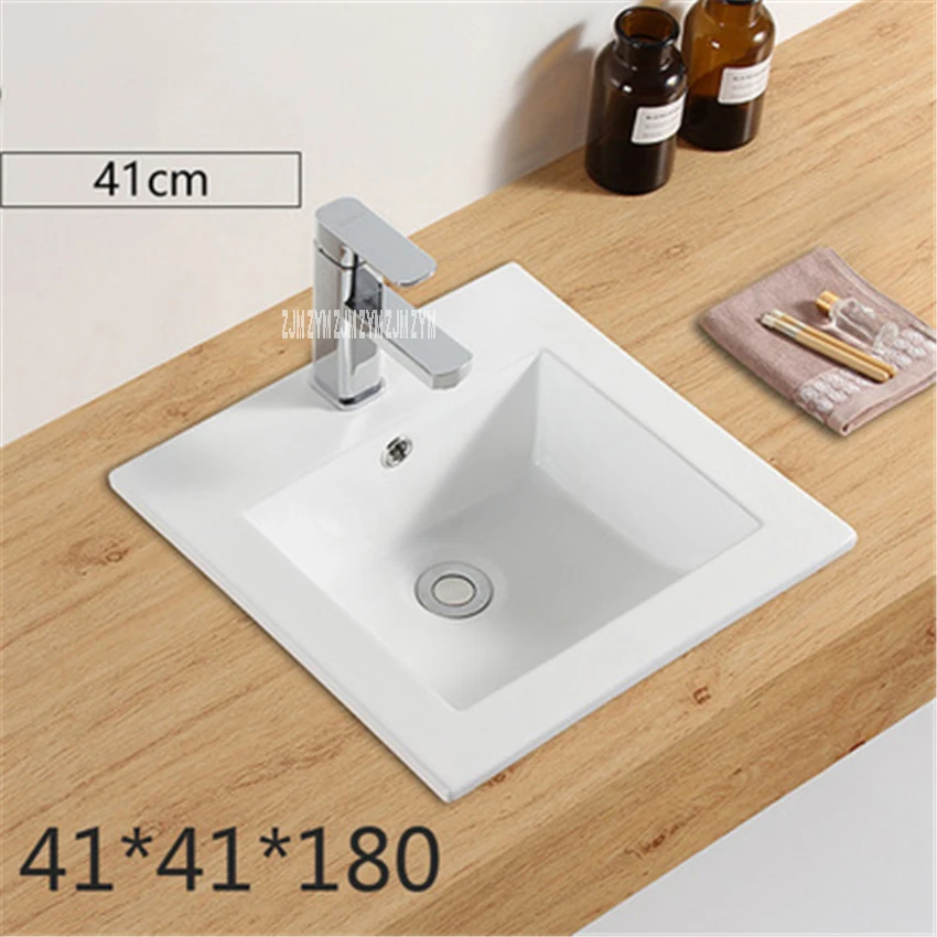 41x41cm B31149 счетчик встроенный шкаф умывальники под счетчиком раковины встроенный монтаж ручная прямоугольная раковина керамическая раковина - Цвет: 41x41cm