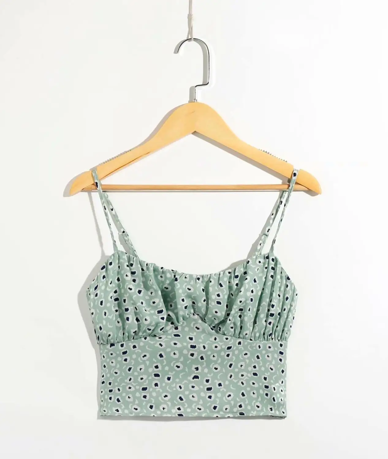 TP1645 green N580 Bazaleas укороченный топ, Модный Зеленый цветочный принт, женские укороченные Топики, тонкий женский топ на бретелях - Цвет: TP1645 green N580