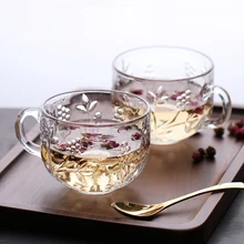 Бытовая креативная Стеклянная Ручка для чашки Большая емкость Цветочная чашка, кофейная чашка молочная чашка Питьевая утварь