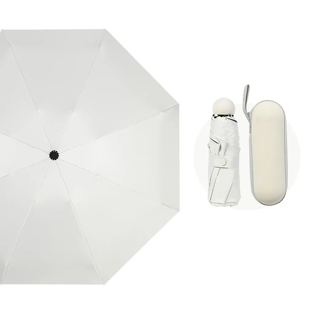 Складная капсула маленький зонтик с Упаковка Таблеток коробка карманный зонтик от дождя анти-УФ портативный дорожный Зонтик Солнечный дождливый день - Цвет: Белый