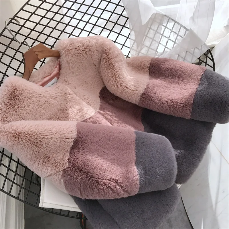 Короткая женская шуба 2019 осенняя и зимняя новая из искусственного кроличьего