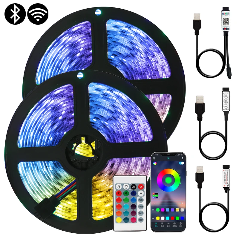 

Светодиодная лента с 3 клавишами USB, неоновая 5 в 5050 RGB Диодная Гибкая полоса, светодиодная Bluetooth TV SMD 2835 люмен, лента для фонового освещения