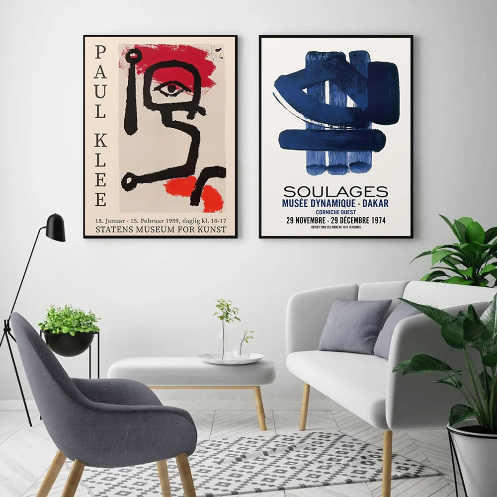 Abstract Paul Klee Eye Poster Canvas Painting Pierre Soulages Exhibition Museum Absthibition Picture Stampe Wall Art Home Decor