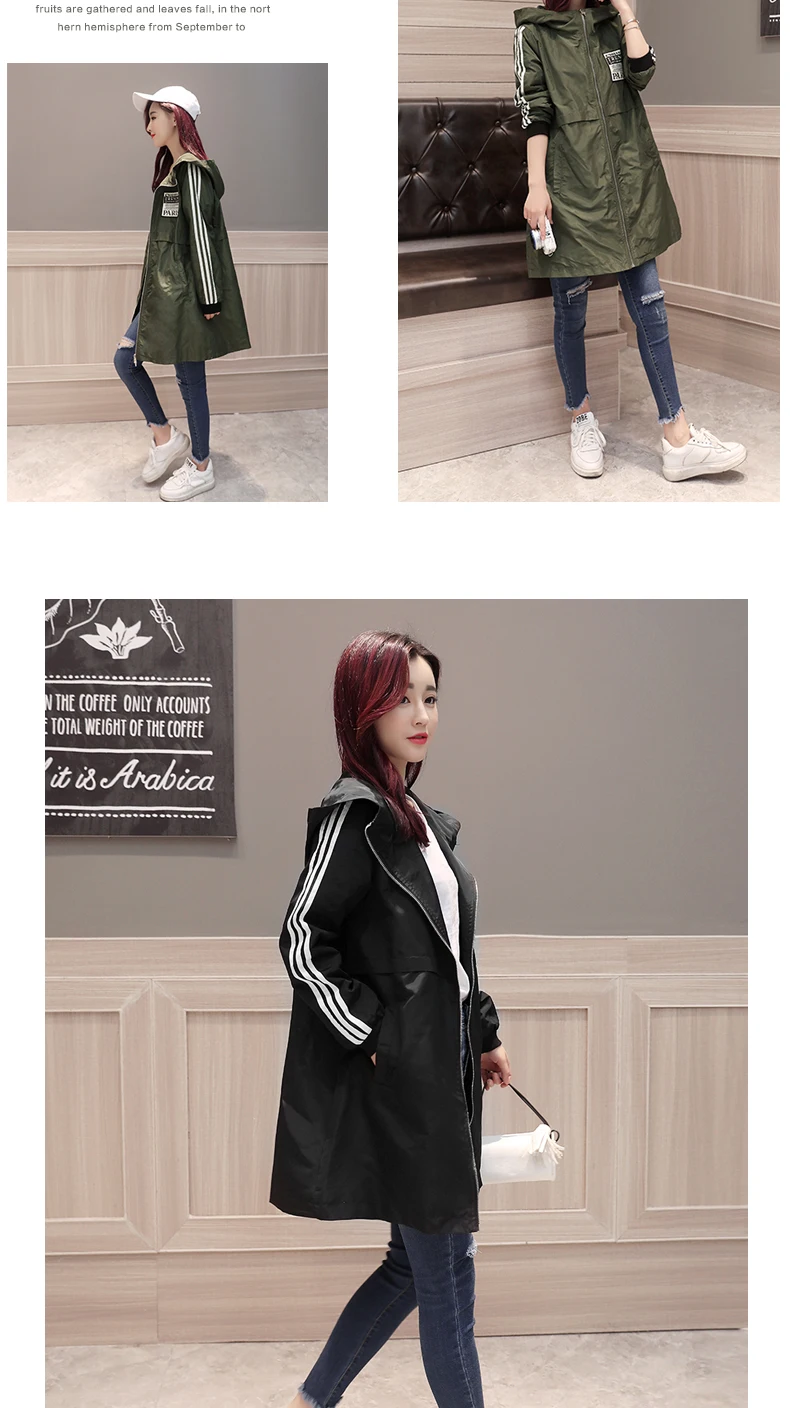 Ozhouzhan WOMEN'S Windbreaker Women's Mid-length Korean-style Summer New Style Coat Loose-Fit Hooded Versatile Tops Women's