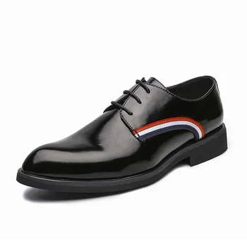 

NXY Large Size 6-13 Modern Patent Leather Shoes for Men Lace Up Pointed Toe Business Formal Shoes Hot Sale Footwear for Party