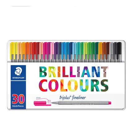 30 colors B Немецкий STAEDTLER 334 волоконная ручка 4/15/20/30/42/50 набор цветов эскизная ручка 0,3 мм треугольная стержень кисть для письма - Цвет: 30 colors B