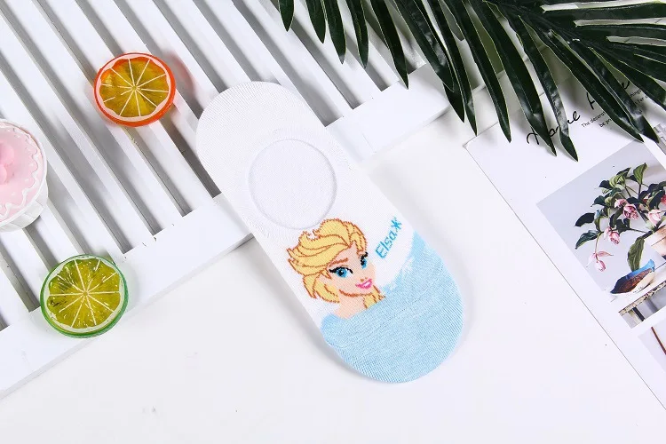 Disney с мультипликационным мотивом для маленькой принцессы носки-башмачки сезон весна-лето женские носки-башмачки сладкий без застежек с мелким мыском Носки для женщин