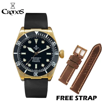 

Lugyou Hruodland Bronze Diving Men Watch Mechanical Rubber Strap Ceramic Top Ring Sapphire Crystal Free Leather Strap BGW9 Blue