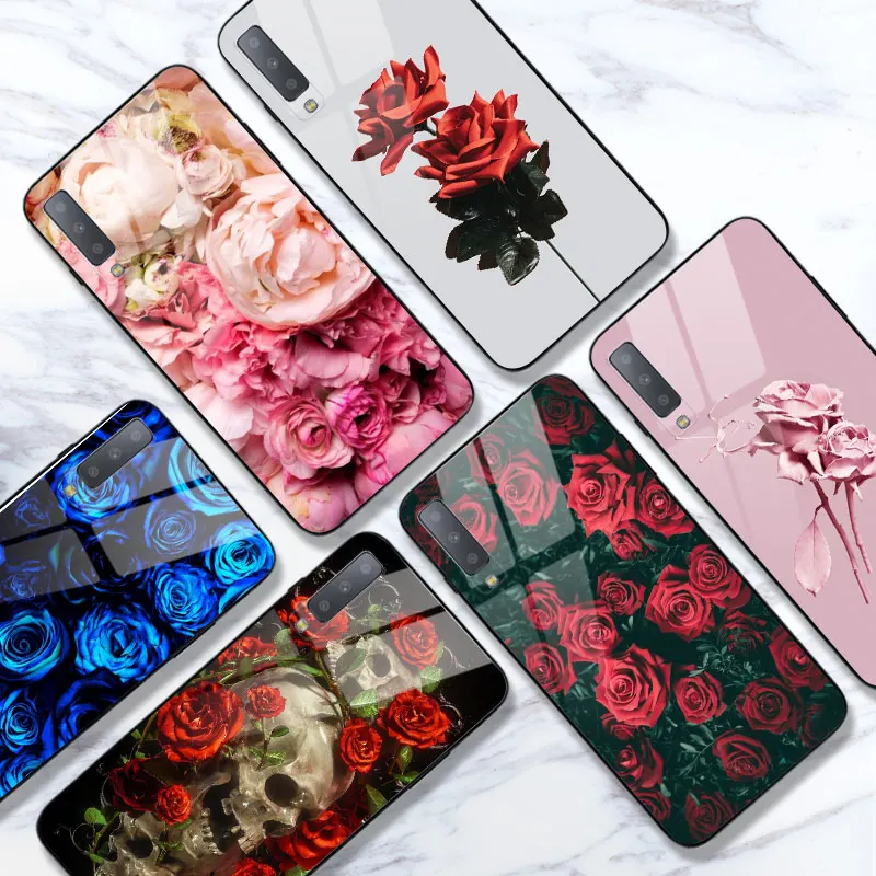 Glossy Case FOR Samsung Galaxy A02 A02S A12 A32 A42 A52 A72 M01 M11 M21 M31 M30S M31S A7 2018 A6 A8 A5 2017 Cover Rose Flower | Мобильные