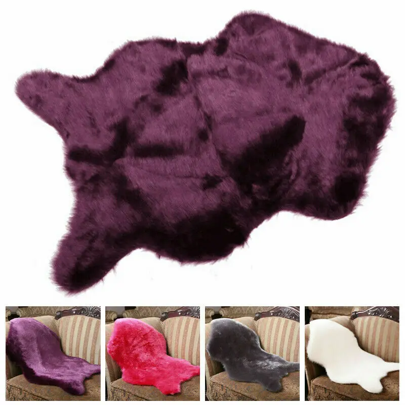 Faux Sheepskin Chair Cover Seat Pad Soft Sofa Carpet Cushion Hairy pendulum Mat Solid Color Skin Fur Fluffy Rugs Bedroom blanket | Дом и сад