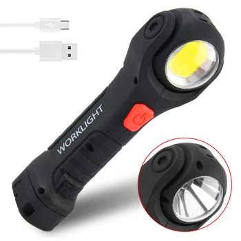 

5W COB LED Work light Portable Tactical Flashlight 1800mAh USB Rechargeable Spotlight 360° Inspection Lamp Red Emergency Torch