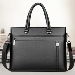 Men's Business Handbag Cow Leather Single Shoulder Gentlemen's Briefcase Leisure Messenger Office Storage A4 Laptop Bag Dropship