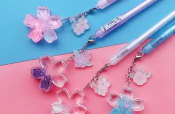 

quicksand flower pendant gel pen cute cartoon neutral pen student prize pen office black write pen promotion gift pen 24pc/lot