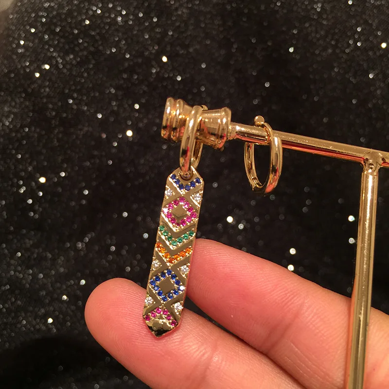 S925 Серебряные серьги-гвоздики, серьги с микро прологом, Необычные CZ Кристаллы, крестообразные полосы, серьги для женщин, ювелирные изделия INS - Окраска металла: STYLE 6