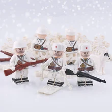 WW2 военная армия Россия солдатики строительные блоки советские снежные стрелы фигурки Mosin-Nagant arms части шлема Кирпичи Игрушки