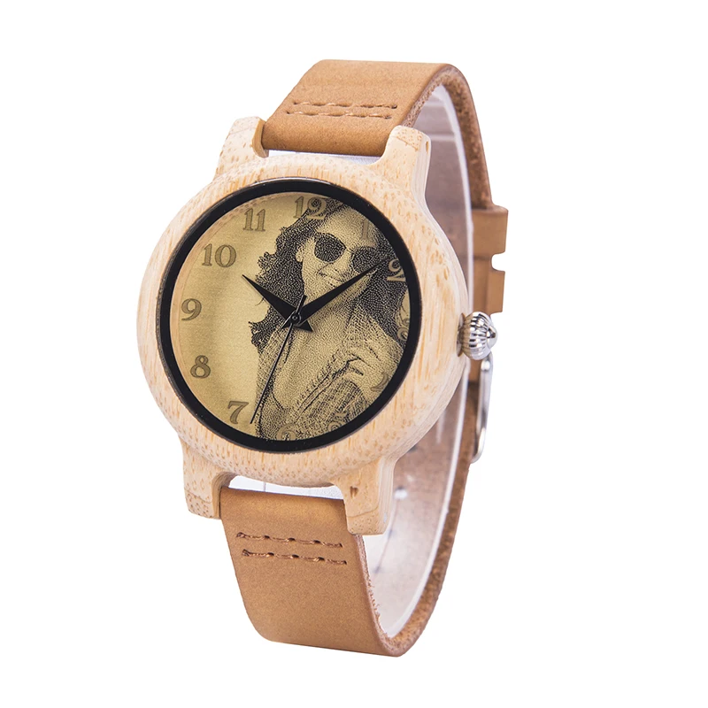 BOBO BIRD парные деревянные часы Reloj часы Relogios Masculinos циферблат печать фото наручные часы индивидуальные уникальные часы "сделай сам" подарок - Цвет: For WOMEN