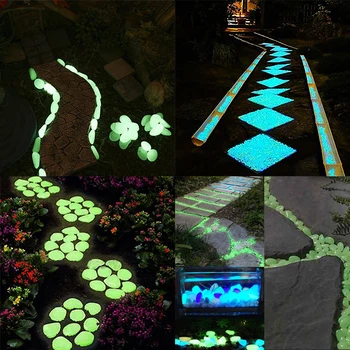 

25/50pcs Glow in the Dark Garden Pebbles Glow Stones Rocks for Walkways Garden Path Patio Lawn Garden Yard Decor Luminous Stones