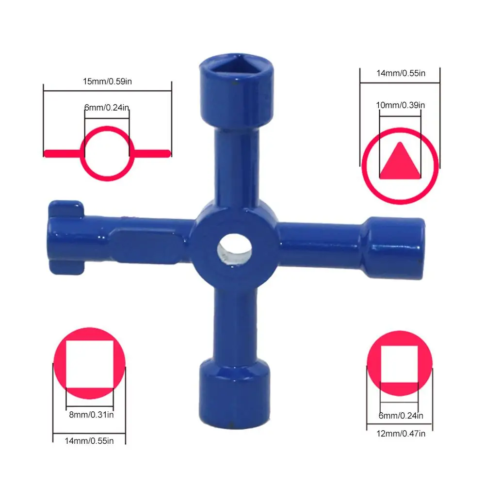 

Universal Four-Way Triangle Wrench Key Electric Control Cabinet Cross Wrench Plumber Valve Triangle Home Car Tools Accessories
