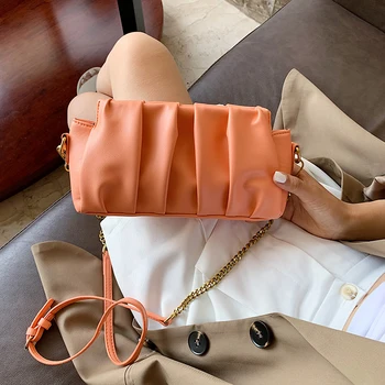 

Summer Folds Bag Women Shoulder Bag 2020 New Casual Wild Small Fresh Chains Bag Girl Daily Bags Purple Orange Black