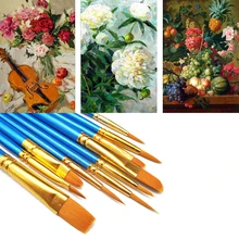 10 шт./партия акварель гуашь Краски кисти разных Форма круглым заостренным кончиком набор нейлоновых волосяных Краски ing инструменты щетка комплект, принадлежности для живописи