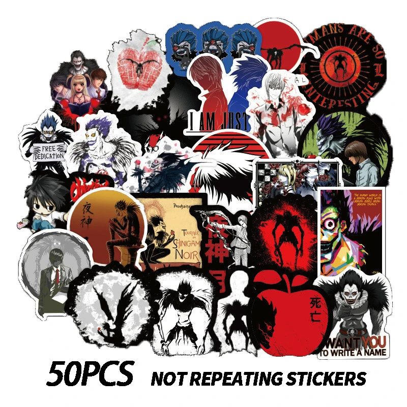 

50pcs Death Note Japanese Anime Graffiti Sticker DIY Skateboard Notebook Luggage Refrigerator Guitar Graffiti Waterproof Sticker