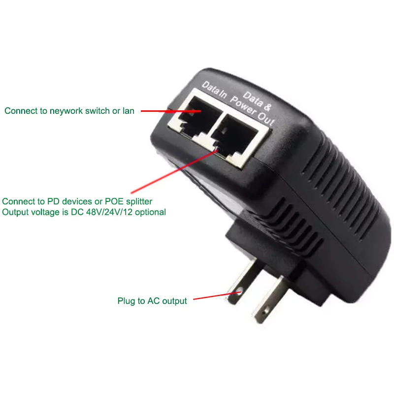 Адаптер питания POE с вилкой европейского стандарта 1 шт. 12 В А Вт форсунка Ethernet IP
