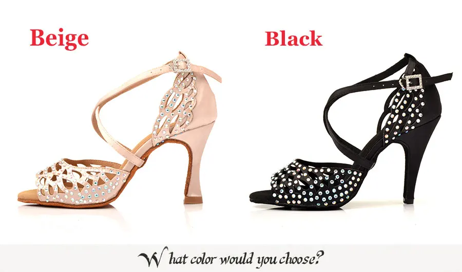 Ladingwu/женские туфли для латинских танцев с лазерными стразами; Цвет Черный; атласная обувь для сальсы; обувь для латинских танцев; кроссовки; обувь для танцев