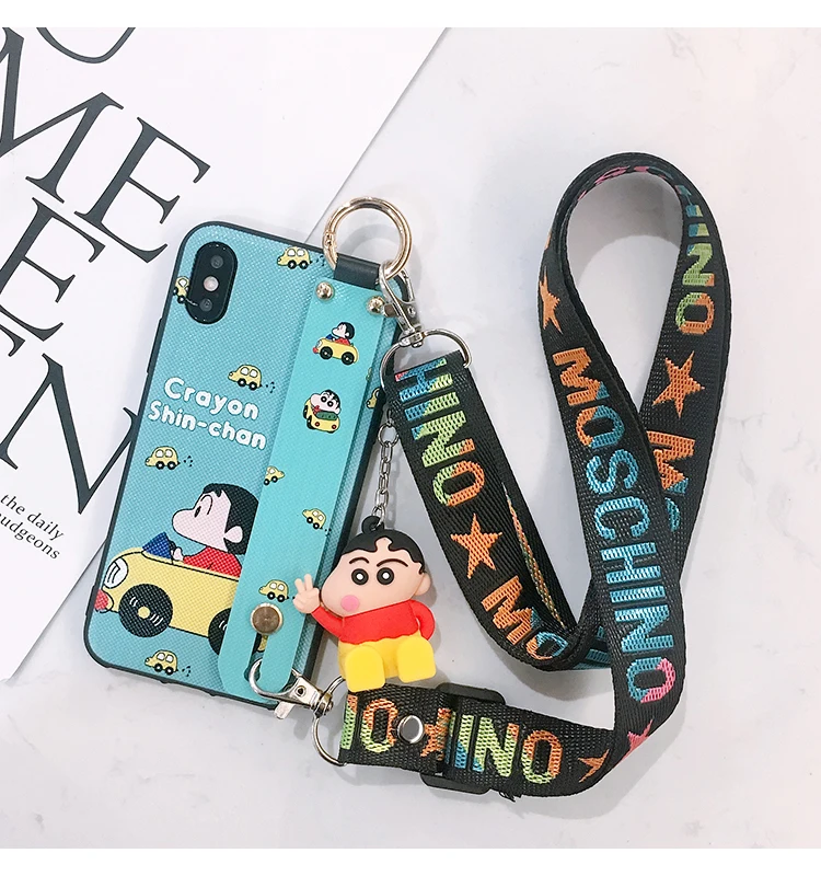 Oneplus 7 pro Crayon Shin-Chan Wrist Strap Soft TPU Phone Case for Oneplus 3 3T 1+5 5T One plus6 6T 1+7 Cute Case+ toy+ Strap