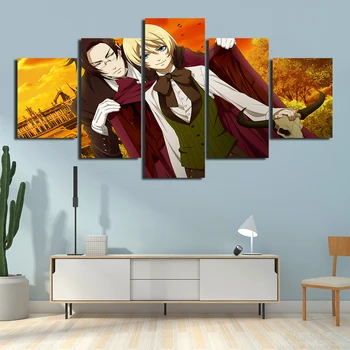 

Canvas Poster Wall Art 5 Panel Animation Black Butler Pictures Hd Prints Modular Painting Home Decoration For Living Room Frame